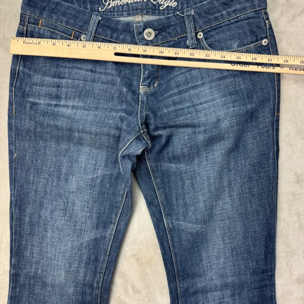 American Eagle Real Flare Jeans Womens 4 Blue Low‎ Rise Wide Leg Y2K Boho